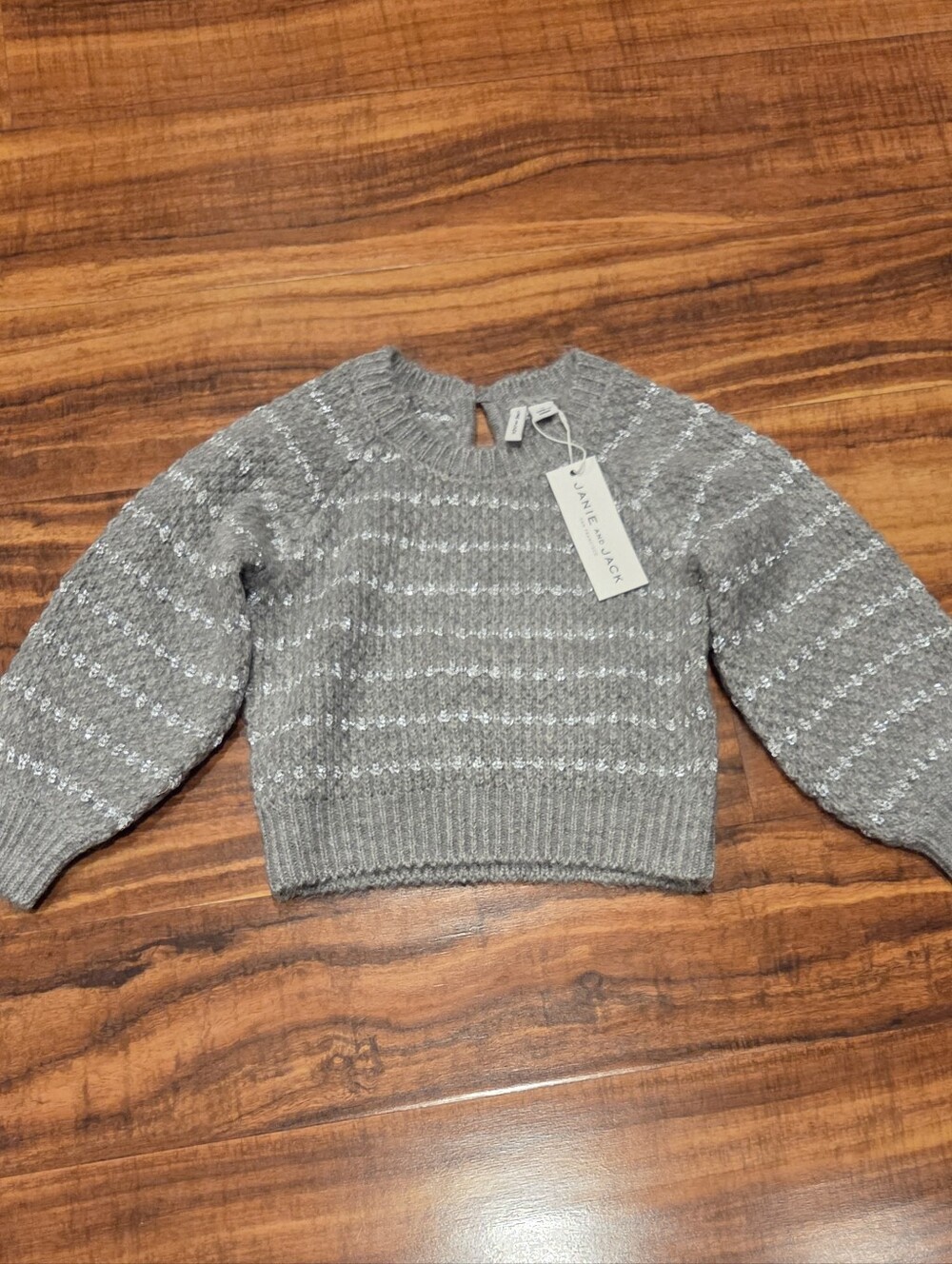 Janie and Jack NWT 2T Gray/Silver Metallic Balloon Sleeve Sweater